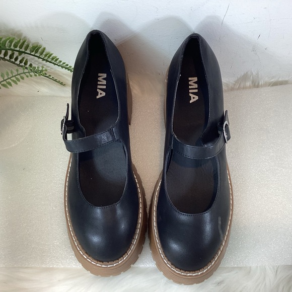 MIA NATANIA LUG SOLE MARY JANE SHOES BLACK NWOT SZ 8.5 - Picture 14 of 16